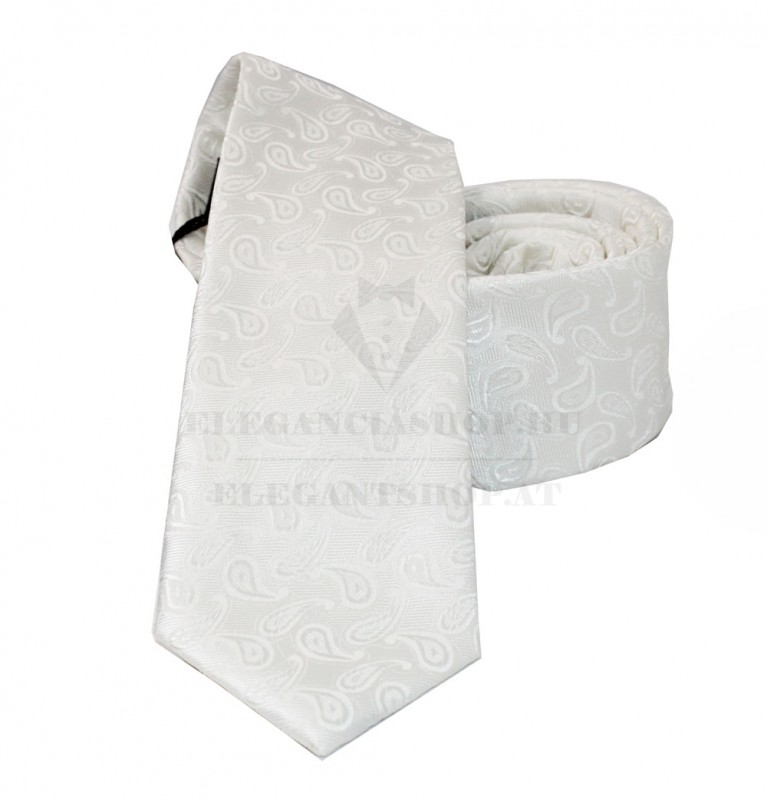                    NM slim szövött nyakkendő - Fehér mintás Mintás nyakkendők